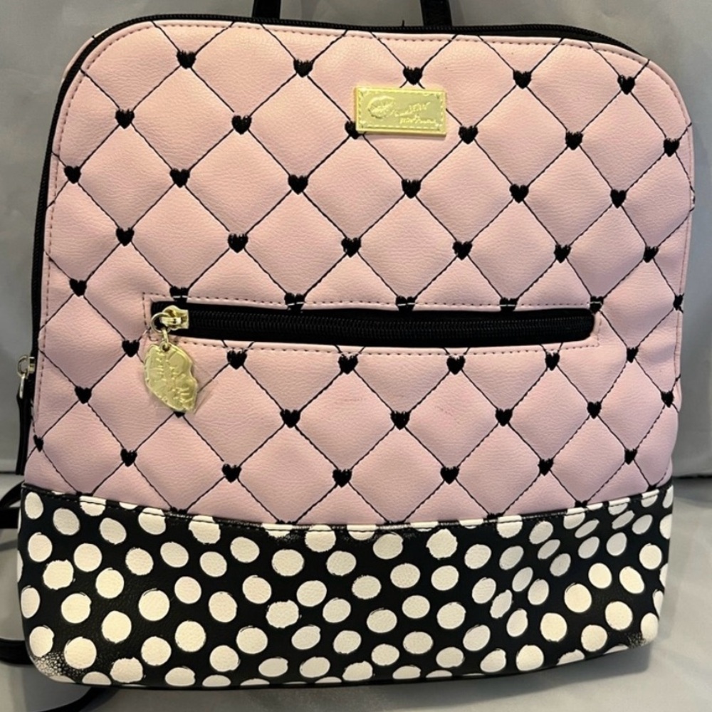 🔥NWOT Betsey Johnson Pink & Black Quilted Backpack 10 W x 11” L 4” D FinalPrice🔥
